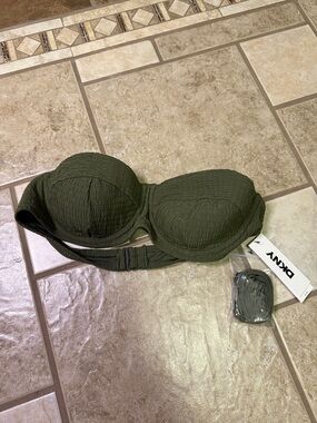 DKNY Olive Strapless Textured Bandeau Bikini Top